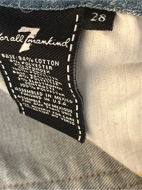 7 For All Mankind Light Blue Distressed Skinny Jeans - Picture 7 of 11